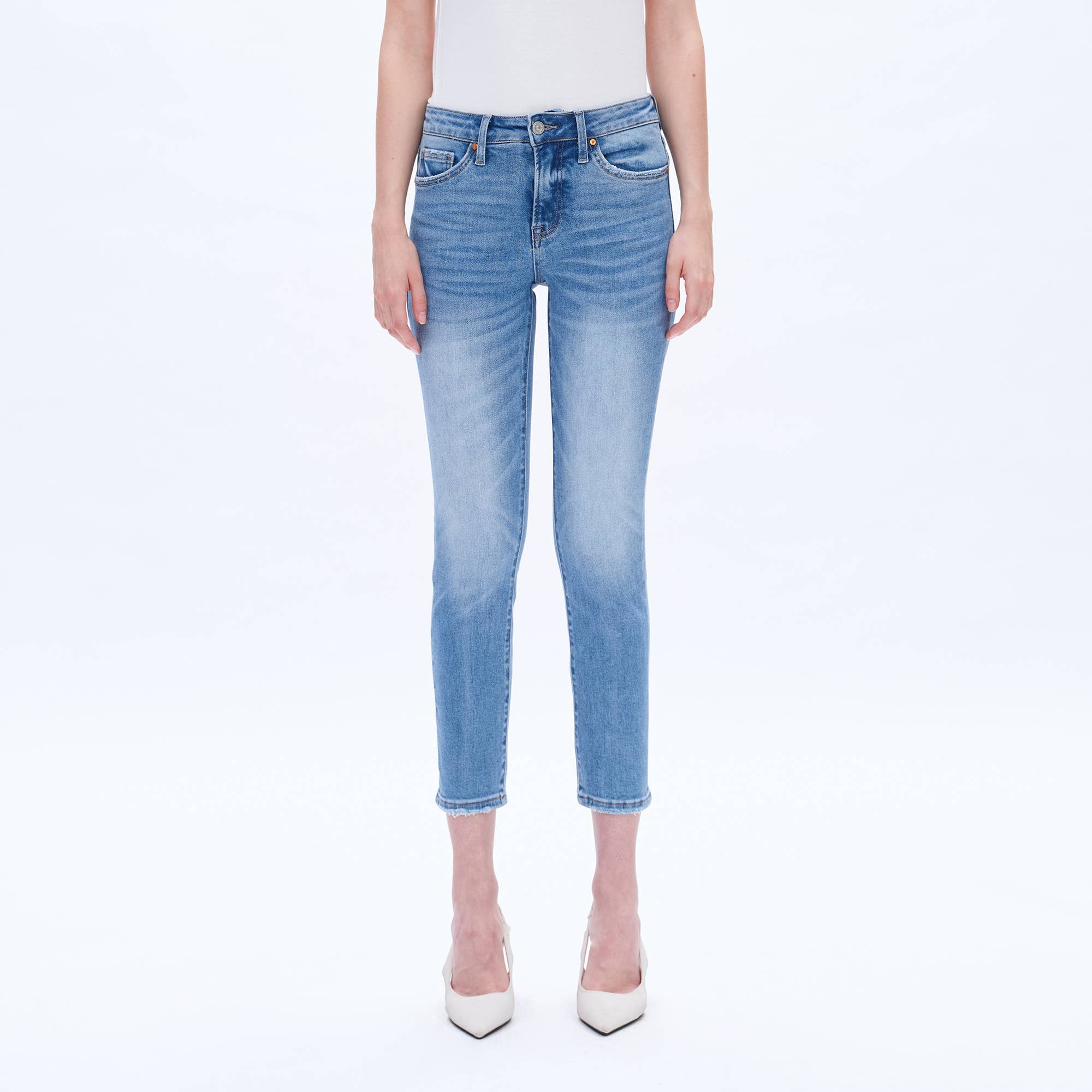 Mid Rise Slim Straight Jeans by Bayeas