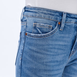 Mid Rise Slim Straight Jeans by Bayeas