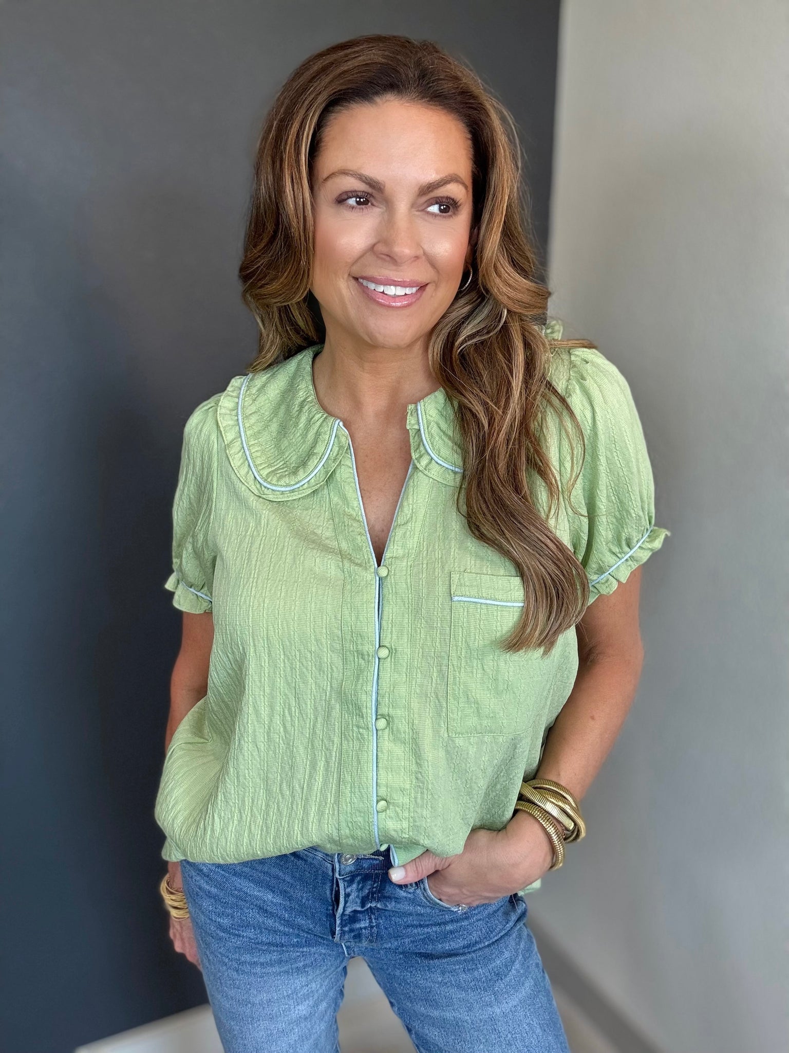 Mint Madeline Top