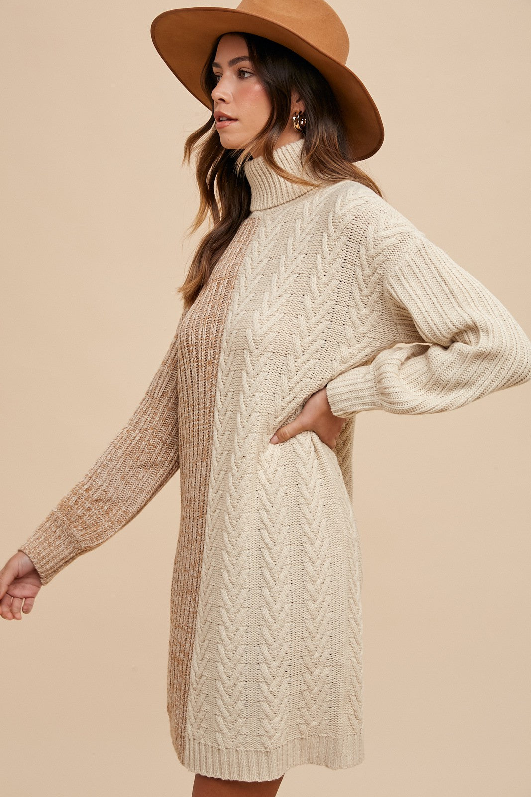 Emmy Sweater Dress in Taupe