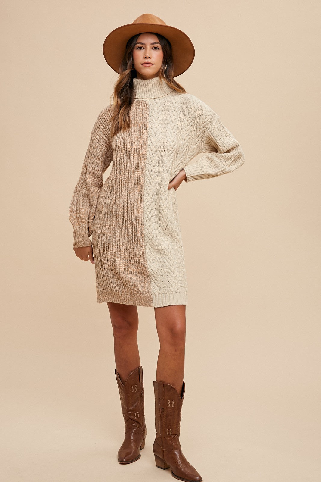 Emmy Sweater Dress in Taupe