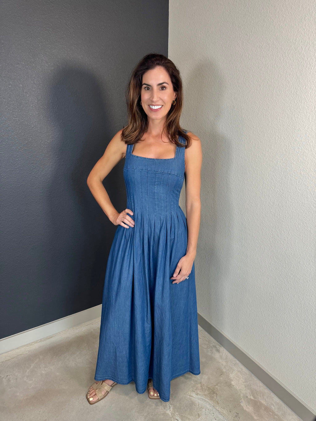Twirling in Denim Dress