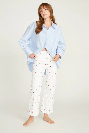 Starry Eyed Driftwood Cropped White Jeans