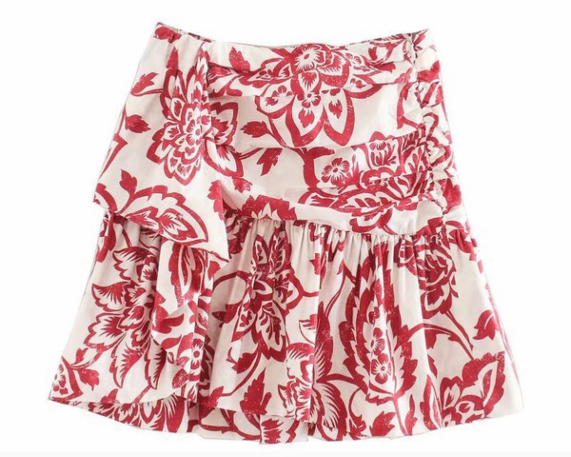 Hawaiian Floral Pleated Skirt