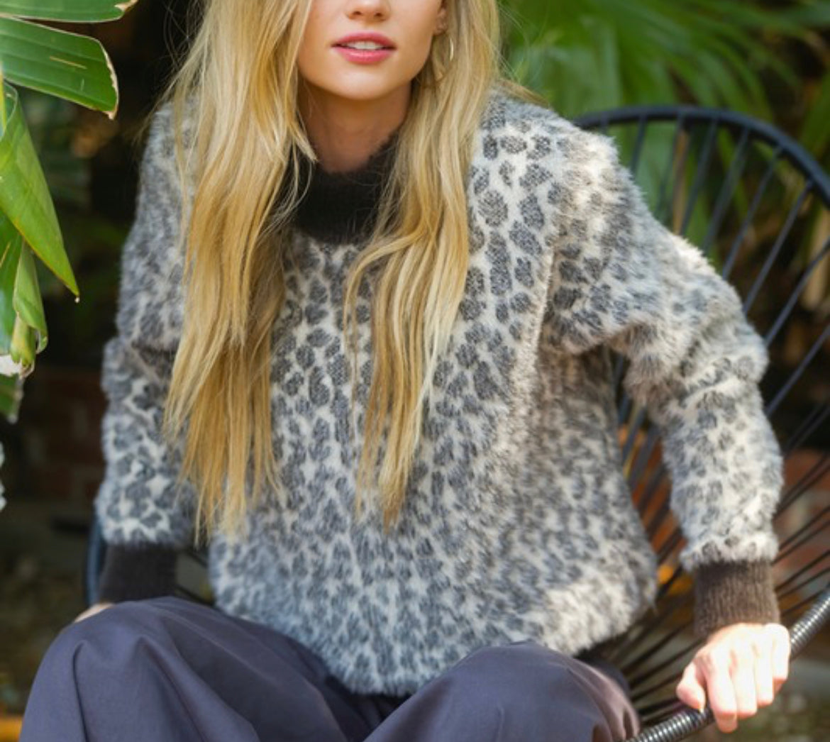 Fuzzy Fur Leopard Sweater